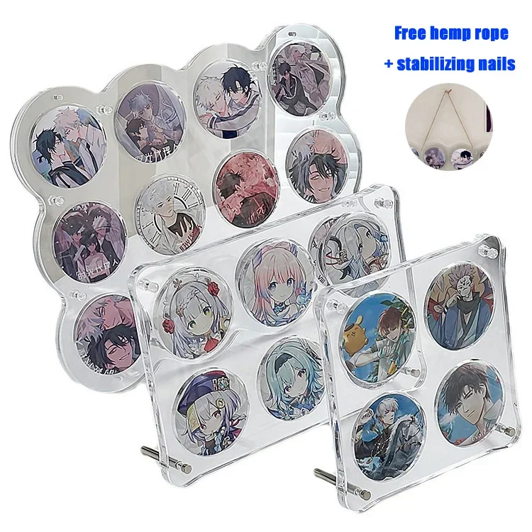 Hanging Acrylic Badge Display Stand Transparent Desktop Badge Protective Cover Anime Peripheral Stand Storage Box Card Brick