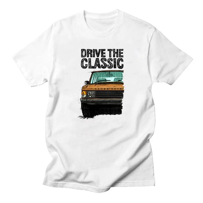 

Drive The Classic Range Rover Off-Road Racing Summer Men Short Sleeve Man T-shirt Harajuku Car Design White Casual Boy Tee Top