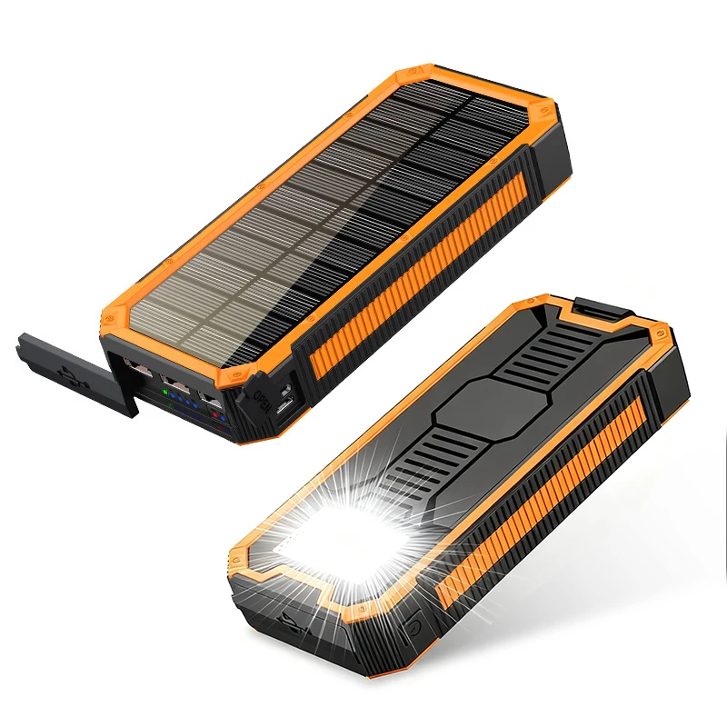

Outdoor Solar Power Bank 30000mAh with Camping Light PD20W Fast Charging Powerbank for iPhone 16 Samsung Huawei Xiaomi Poverbank