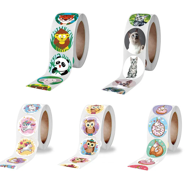 500PCS Reward Stickers Inspirational Sticker Rolls for School Rewards Student Kids Teacher Cute Animal Car Sticker Label