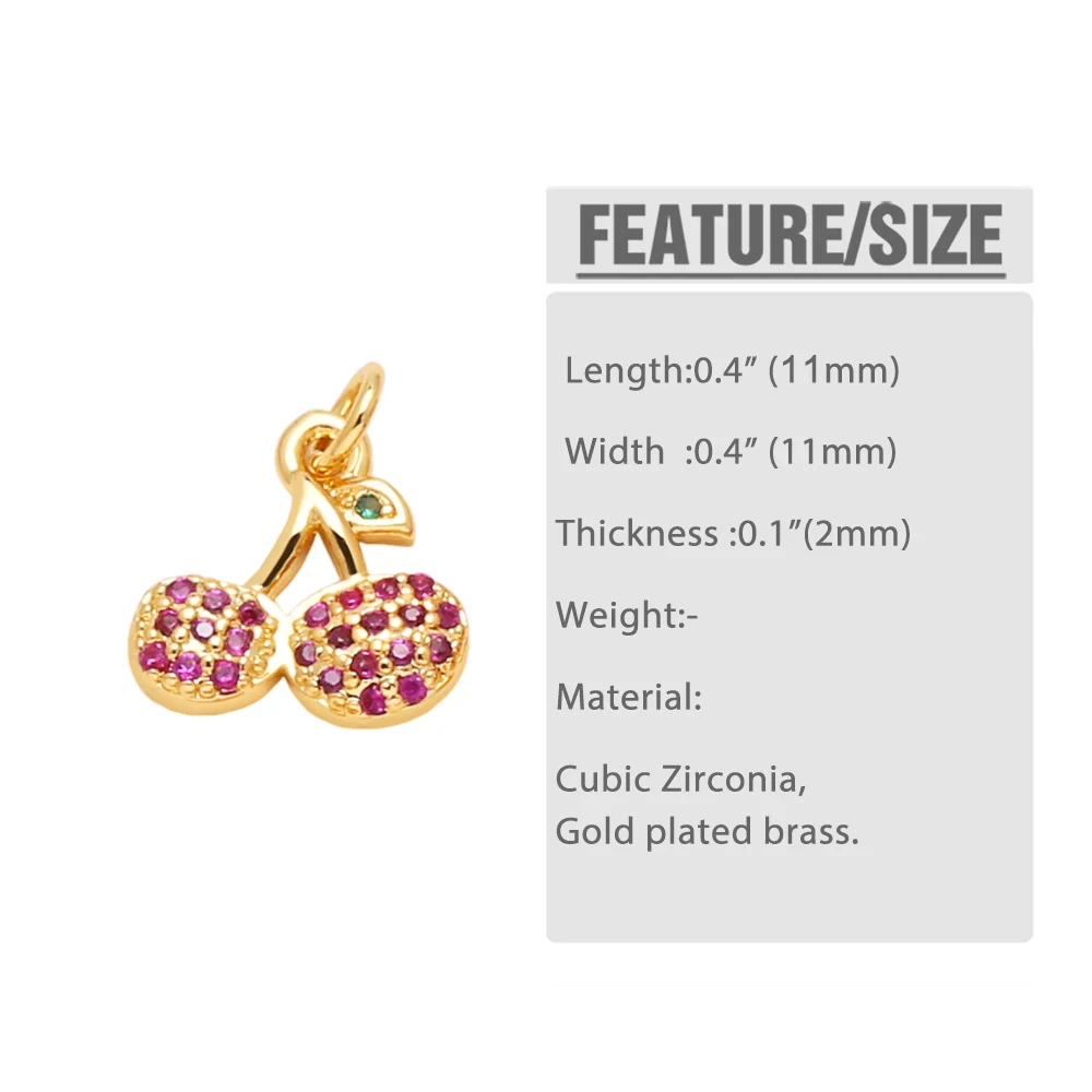 OCESRIO Fuchsia Crystal Cherry Fruit Charms for Bracelet Copper Gold Plated Watermelon Carrot Jewelry Making Accessories chma332