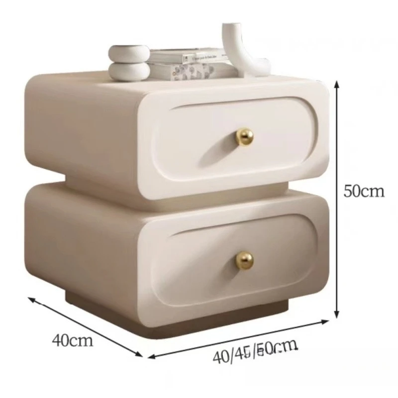 Solid wood bedside table modern simple bedroom installation free home luxury cream storage cabinet black bedside table complete