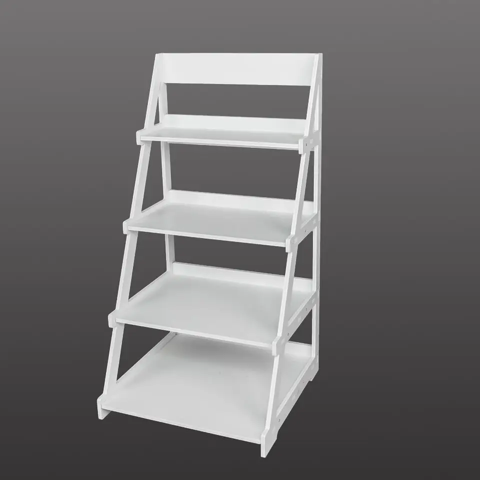 

4 Tiers Foldable Corner Ladder Shelf Bookcase Display Storage Plant Stand Rack