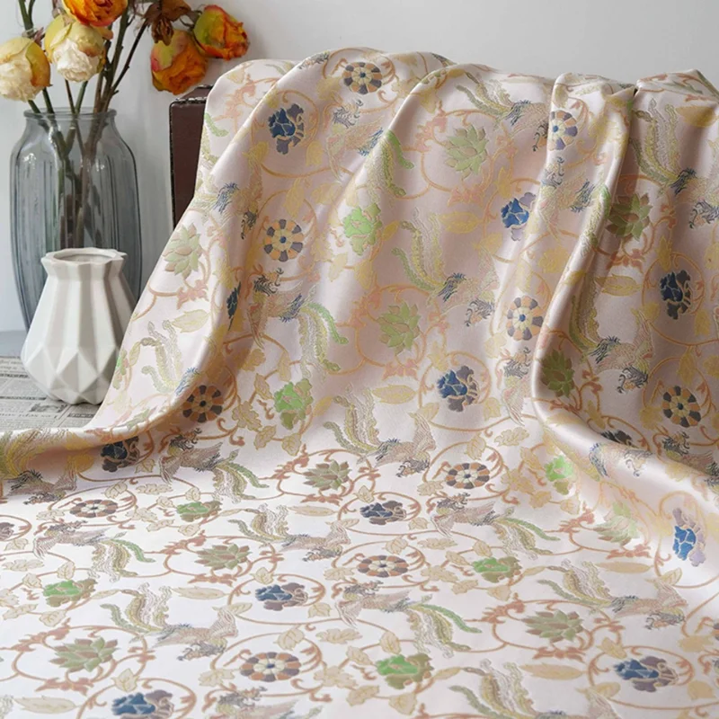 

L100cm X W162cm Song Brocade Gold Thread Yarn Dyed Jacquard Fabric Chinese Style Designer Material Cheongsam Hanfu DIY Fashion
