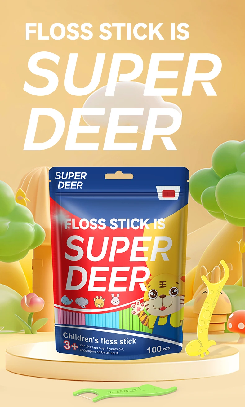 Kinder 100 Sticks Zahnseide Barrel Farbige Zahnseide Für Kinder Heilung Dent Zähne Reinigung Kieferorthopädische Interdental Pick – Detail 1
