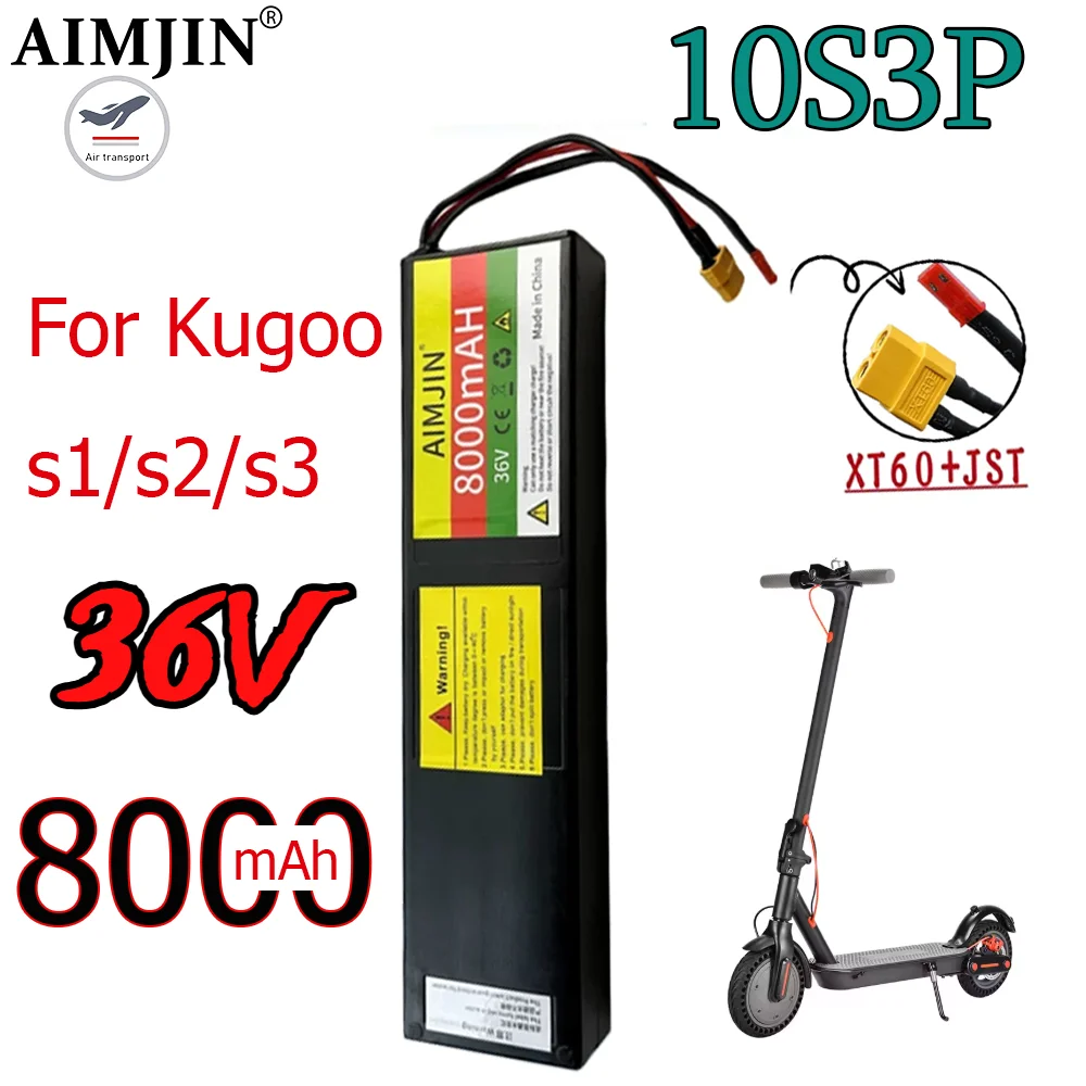 

Suitable for Electric Scooter Battery Kugoo S3, S3 Pro36V 8000mAh Li-ion Rechargeable Battery Pack 10S3P whit 42V 2A Charger