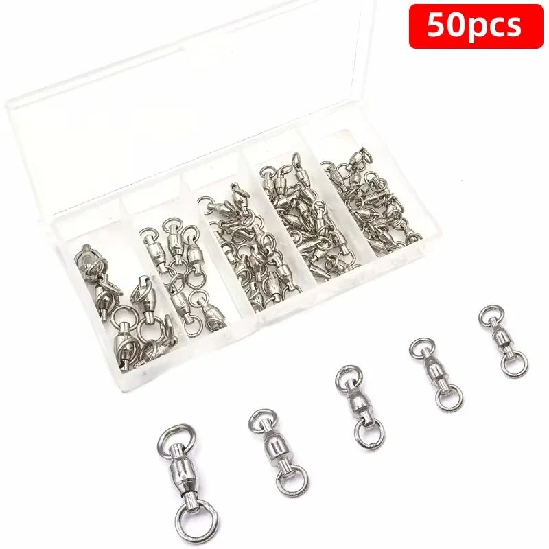 Stainless steel bearing fishing connector, fishing accessories tools fishing gear 50 pcs