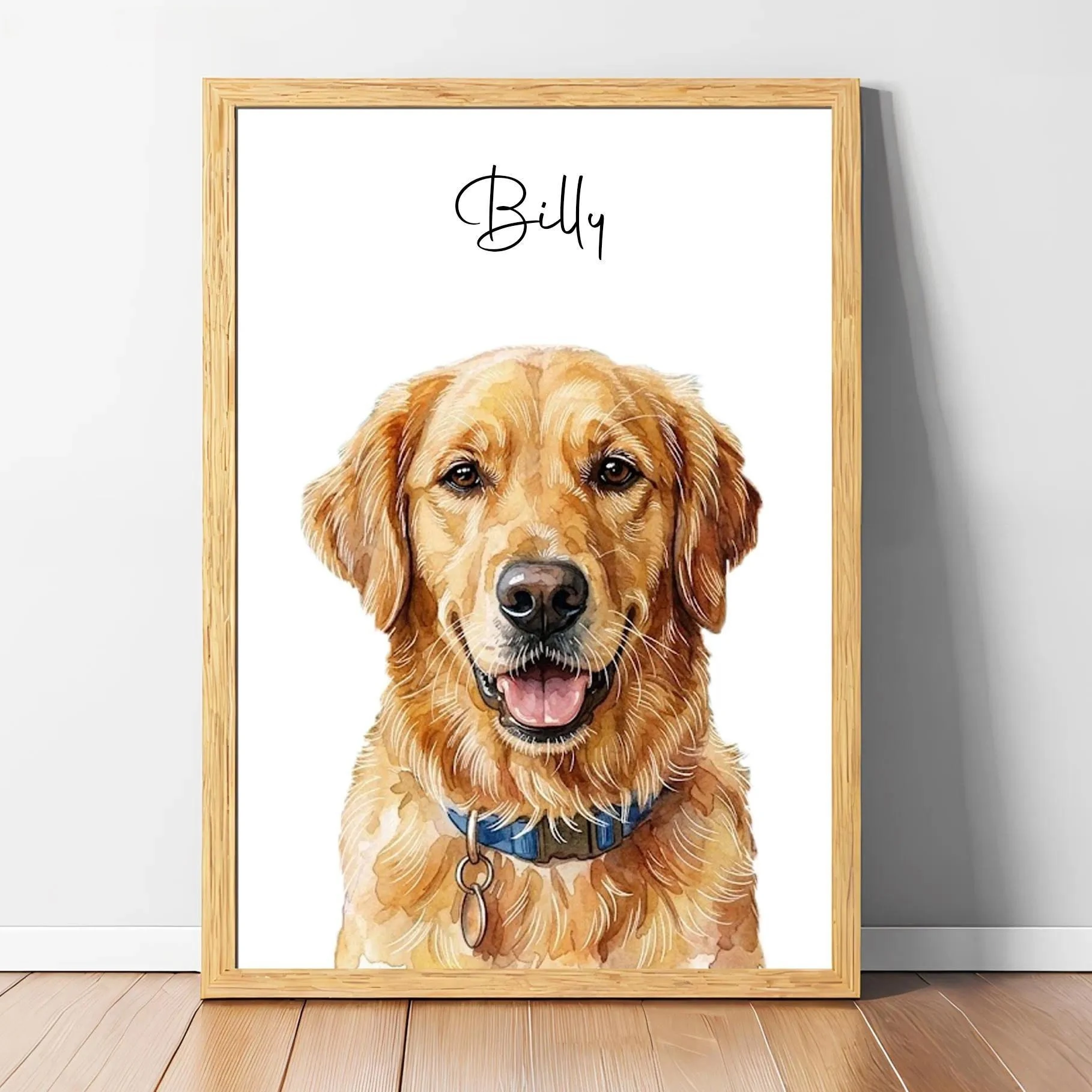 Personalized Pet Portraits Photo Name Custom Dog Cat Painting Gift Memorial Decorative Wall Art Custom Canvas Print Posters