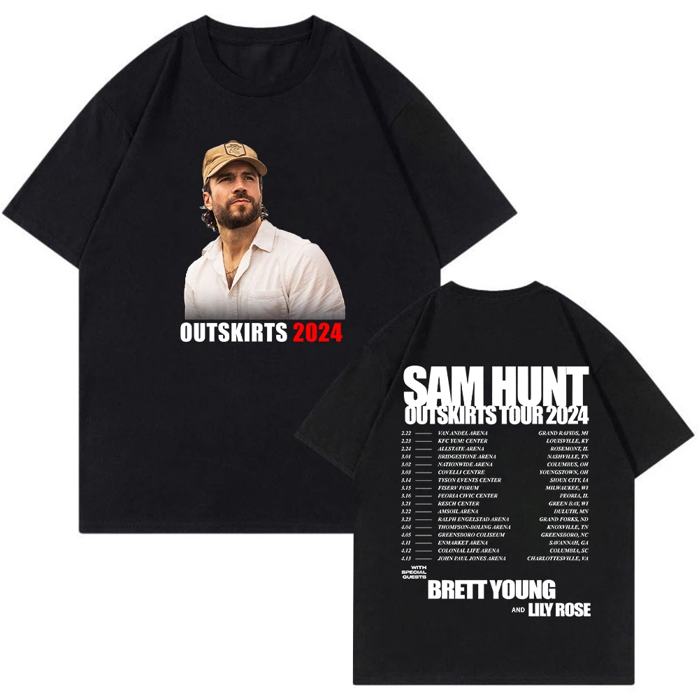 

Sam Hunt T-shirt Outskirts Tour 2024 Merch Tee Crewneck Short Sleeve Streetwear Women Men Hip Hop Clothes