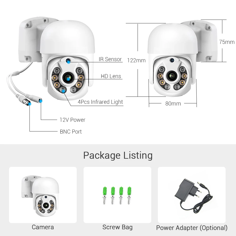 HAMROL HD 1080P AHD Camera 3.6MM Lens IR Nightvision Mini PTZ Dome Camera IP66 Waterproof Outdoor CCTV Surveillance Camera