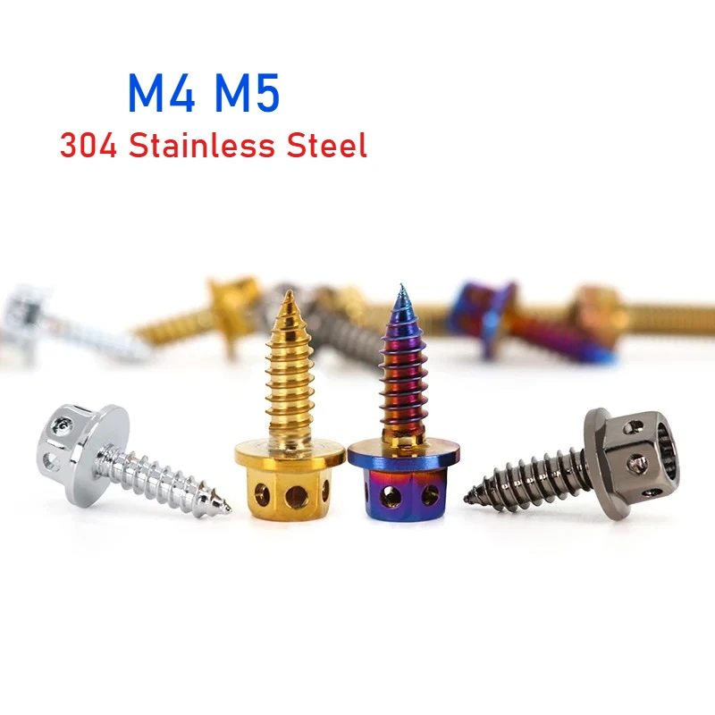 

M4 M5 304 Stainless Steel Self Tapping Decorative Hollow Hexagonal Flange Screw for Motorcycle Fairing Car Trim Panel