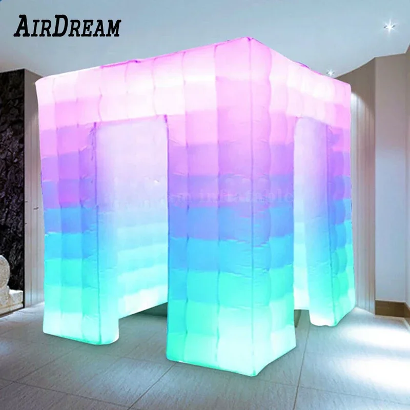 Cabine fotográfica inflável de alta qualidade, atacado, cabine portátil selfie com led completo em torno do cubo, cabine fotográfica para publicidade