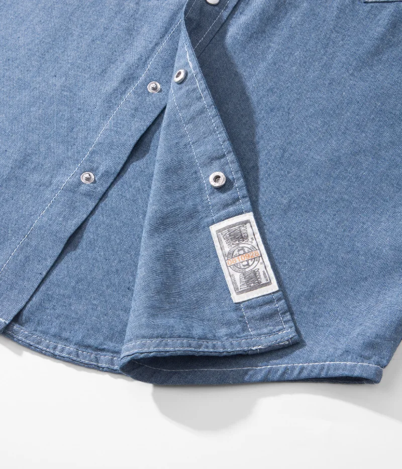 OKONKWO Jugend-Chambray-Oxford-Langarmhemd im europäischen Stil, Outdoor, Trekking, Klettern, Reisen, Sport, Western-Bluse, Arbeitskleidung – Detail 25