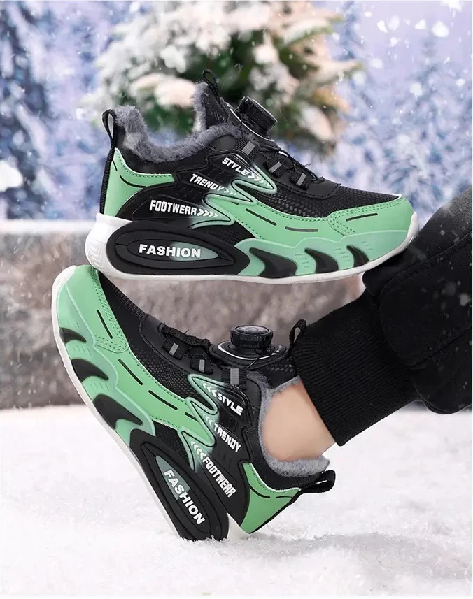 

НОВЫЕ детские зимние босиком, детские кроссовки с широким носком для маленьких/больших/детей, теплые детские кроссовки на липучке из искусственного меха на щиколотке, детская обувь