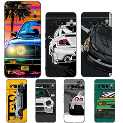 Japan JDM Sports Cars Phone Case For Google Pixel 9 8 7 6 Pro XL 8A 7A 6A TPU Shell Soft Shockproof Black Cover