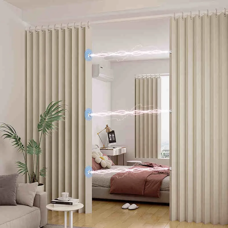 Folding Door Curtains Natural Blackout Pleated Door Curtains with Hooks for Door Way, Accordion Style Closet Door Curtains Wall