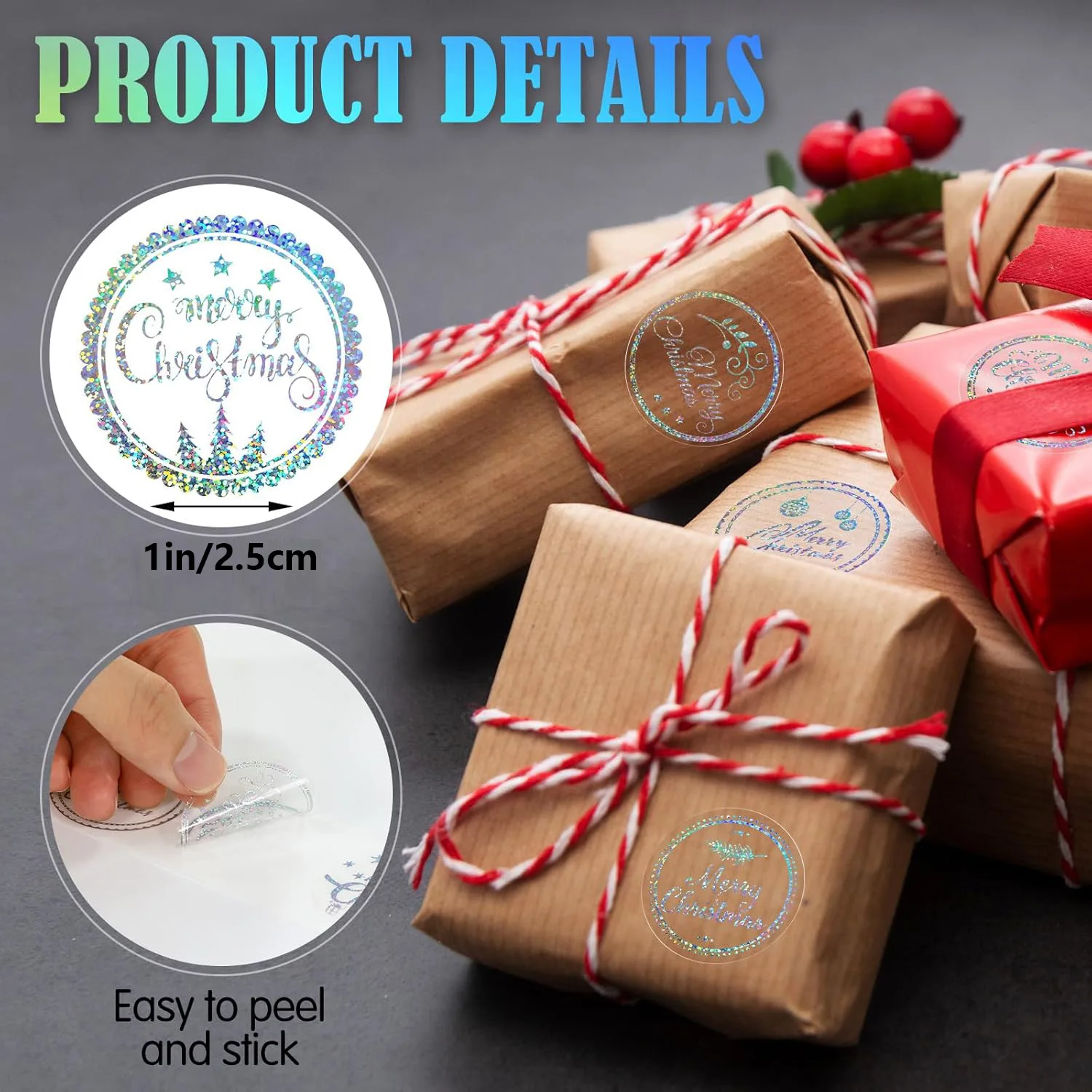 500 قطعة 1 بوصة عيد ميلاد سعيد ملصقات تسميات المغلف لواصق الختم عيد الميلاد ديكور لوازم مع عناصر ندفة الثلج لحقيبة المغلف #2