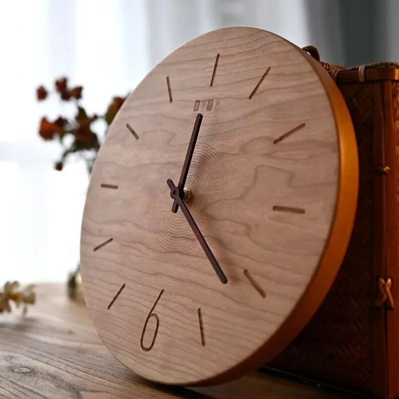 Wood Grain Wall Clock Nordic Decorative Wall Watch Aesthetic Modern Mural Clocks Minimalist Silent Elegant Living Room Watches