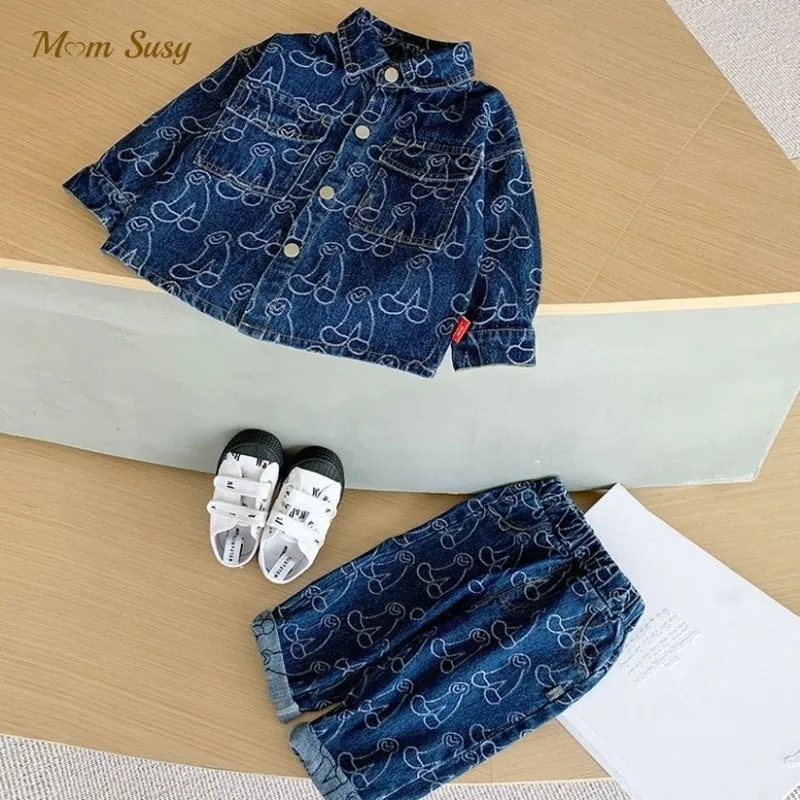 

Baby Girl Boy Cotton Jeans Clothes Set Jacket+Pant 2PCS Infant Toddler Denim Suit Spring Autumn Long Sleeve Baby Clothes 1-5Y