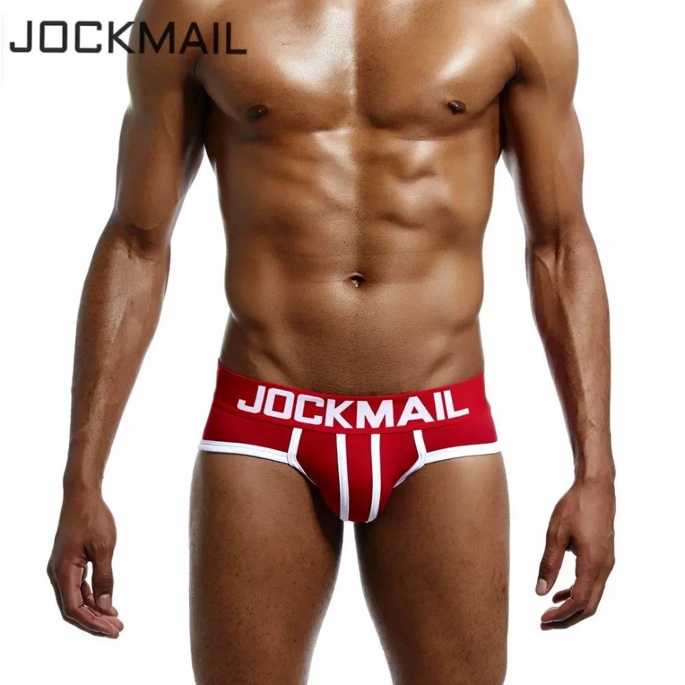 JOCKMAIL-ropa interior Sexy gay para hombre, calzoncillos de algodón convexos en U, suspensorio, cuecas