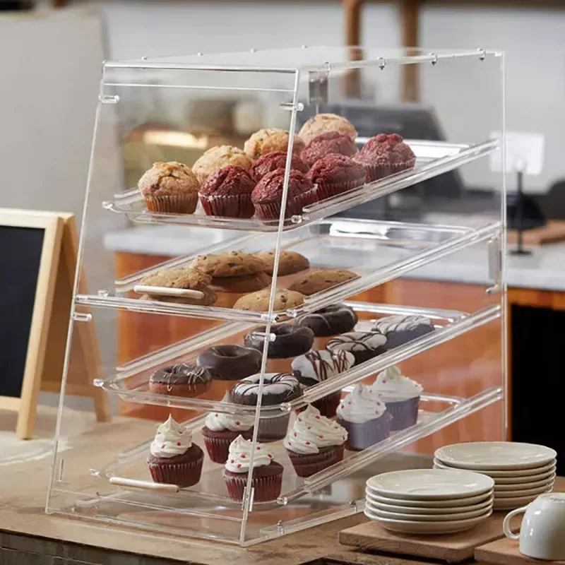 50PCS Transparent acrylic bread cabinet transparent assembly two tier cake display case bakery pastry display box