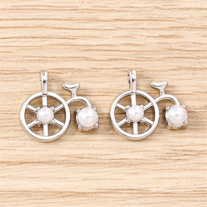 5 Stück 14x13mm Niedliche Kristall-Legierungs-Fahrrad-Anhänger für Schmuckherstellung, Halsketten, Ohrringe, Armbänder, DIY-Bastelzubehör – Detail 11