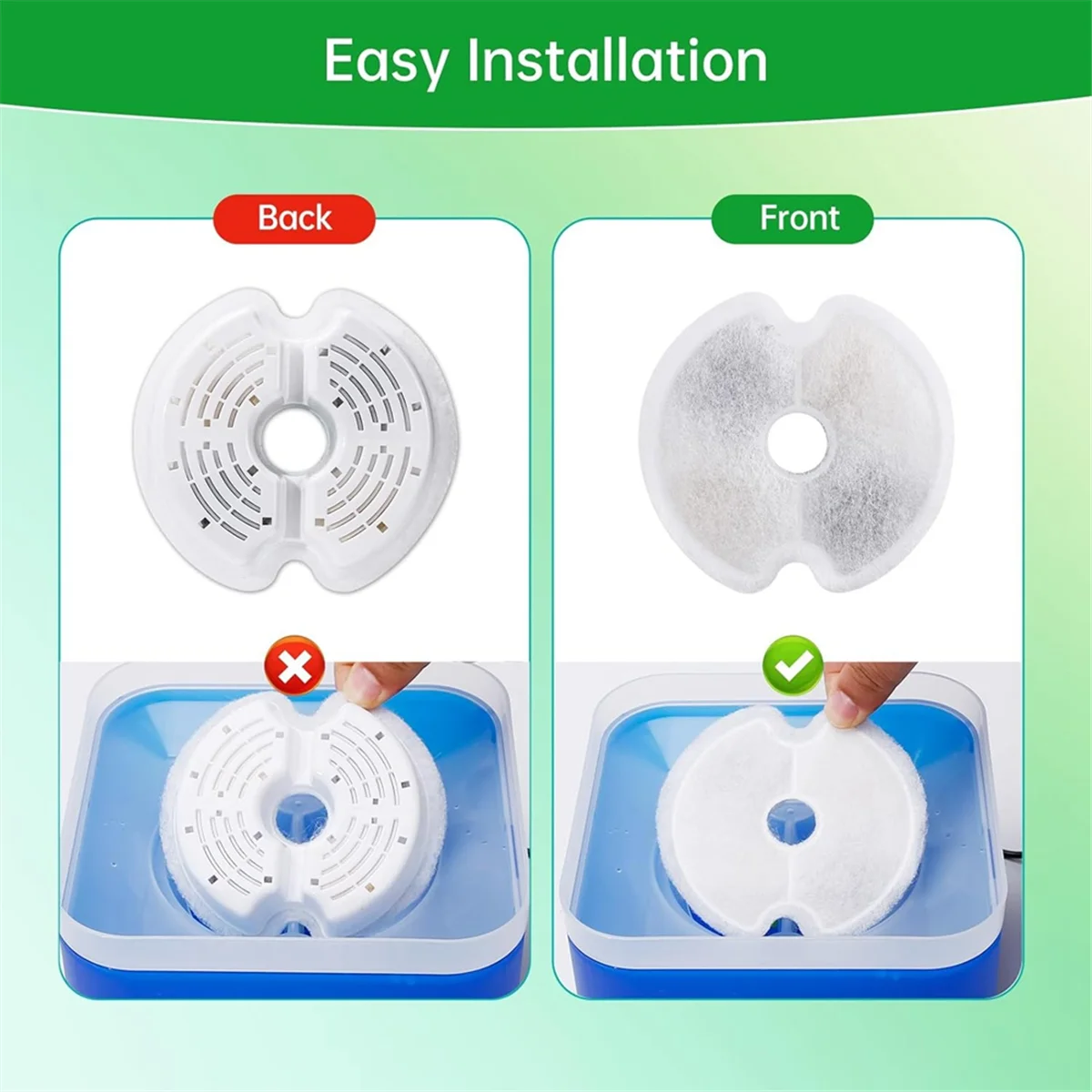 

A62K Cats Water Filters for Fountain 67oz/2L Activated Carbon Filter with Pre-Filter Sponges for Pet Water Fountain