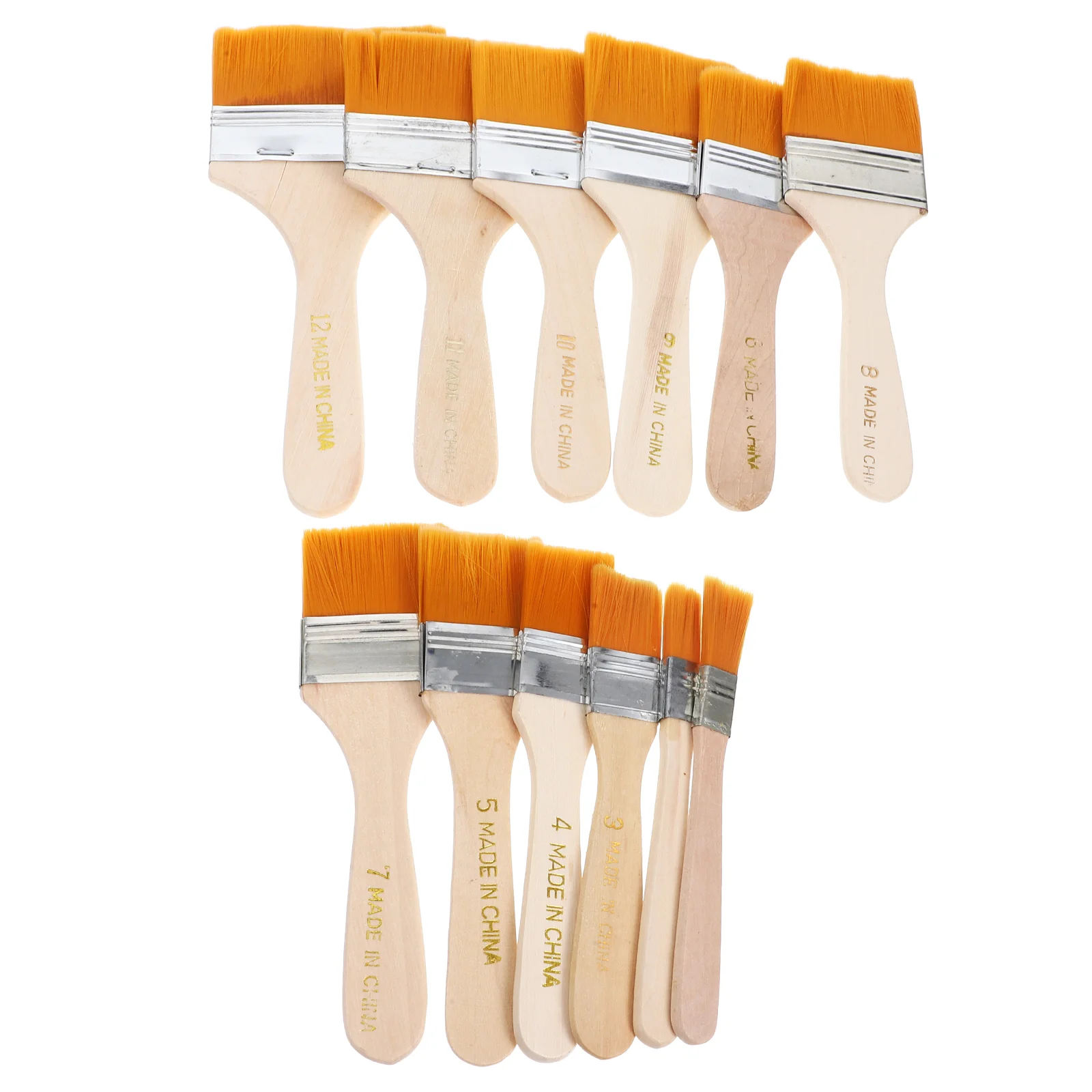 Oil Paint Nylon Hair Wooden Penholder Wall Scrubbing Brush Painting Orange DIY Graffiti Flat Paintbrush Child