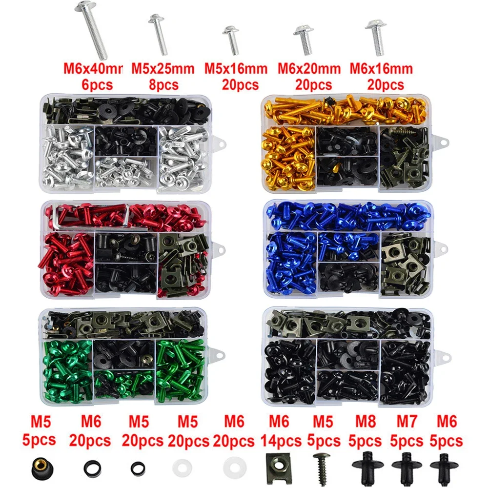 

195Pcs Motorcycle Accessories Aluminum Fairing Bolt Screws Kit Nut Clips For Yamaha TMAX500 TMAX530 TMAX560 TMAX 500 530 560 DX