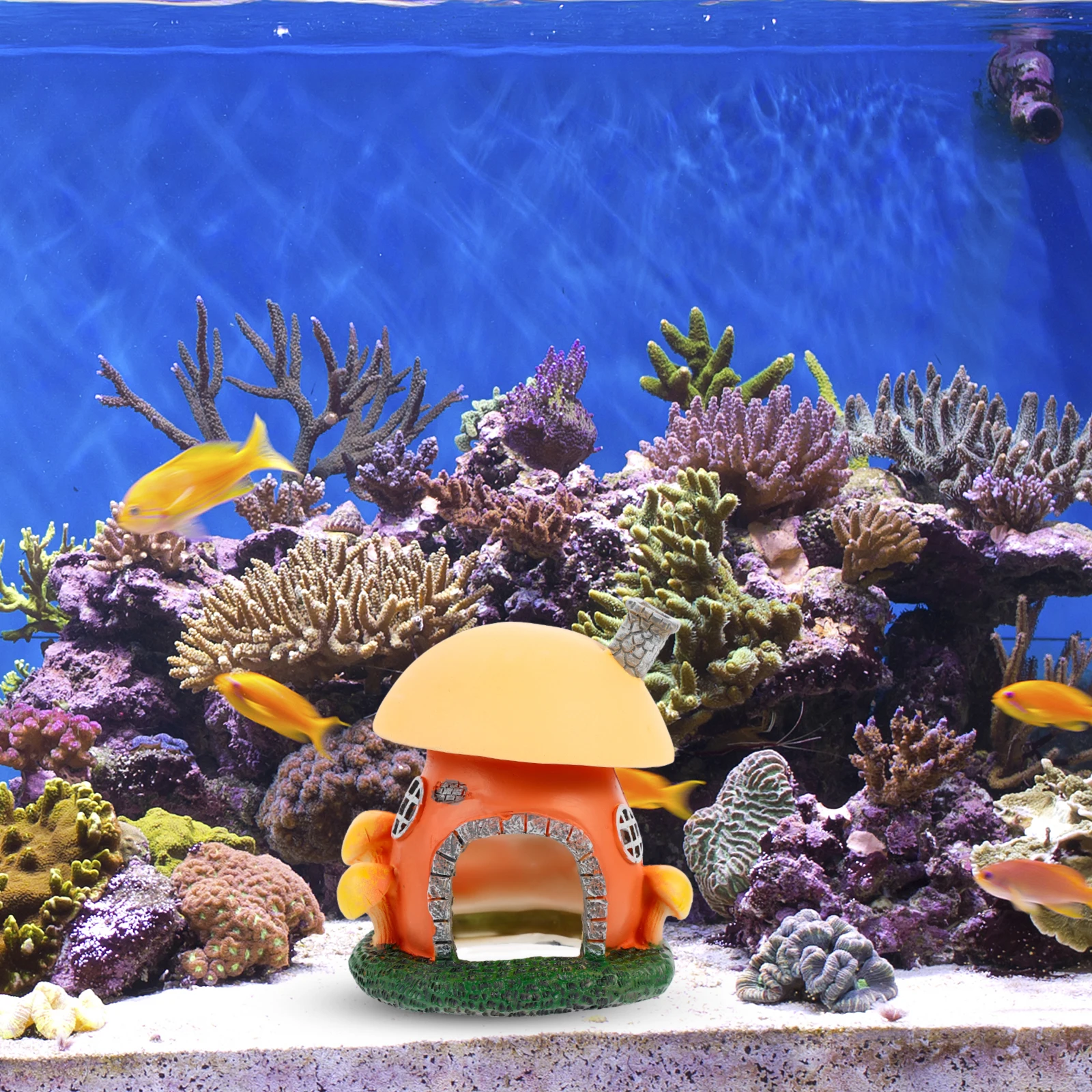 

1Pcs Fish Tank Mushroom House Durable Resin Landscaping Decor Aquarium Hiding Cave Reptile Turtle Hideout Reptile Hiding Place