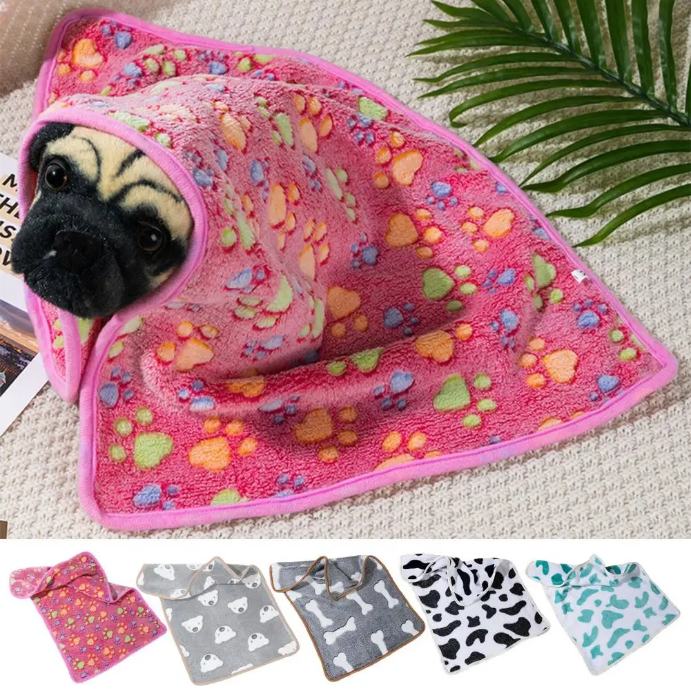 Pet Dog Blanket Soft Fluffy Fleece Sleep Mat Bright Color Washable Non-Fading Winter Warm Puppy Kitten Blanket Puppy Cat Supply