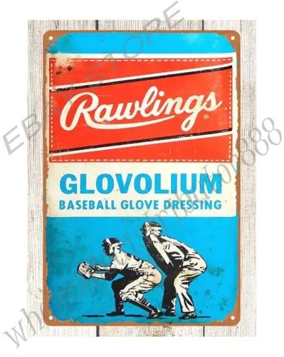 RAWLINGS GLOVOLIUM GLOVE DRESSING metal tin sign outdoor metal wall art decor