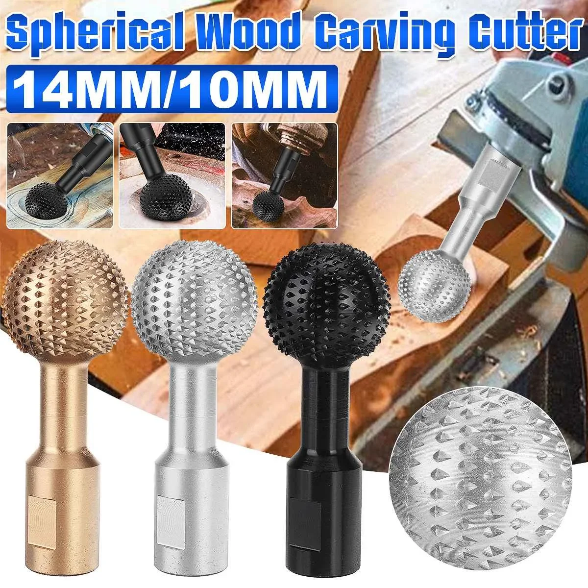 For Angle Grinder Wooden Carving Tool 14mm Ball Gouge Spherical Spindles Shaped Wood Gouge Power Carving Attachment