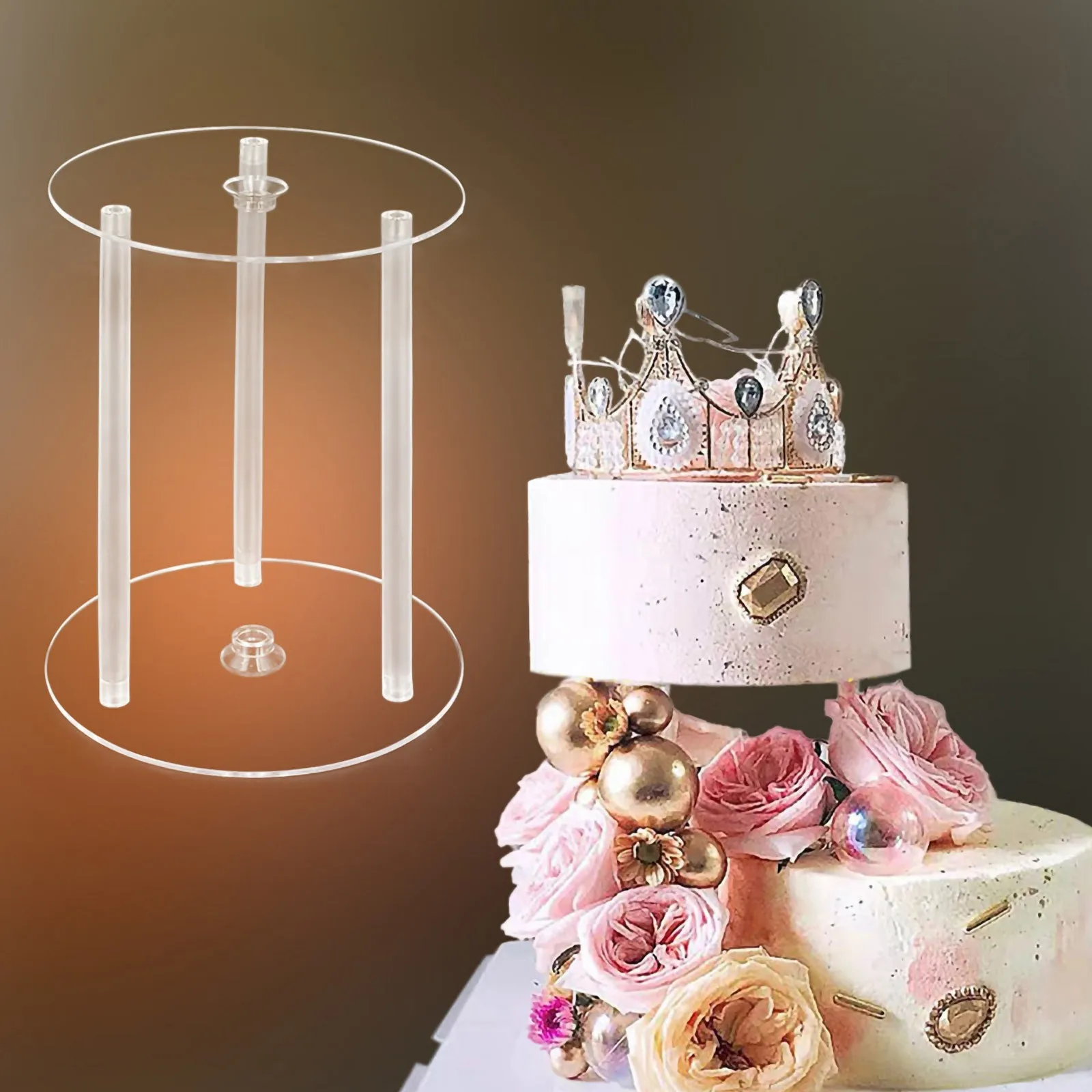 

3Sets Cake Display Stands Exquisite Craftsmanship Non-Tippable Easy to Use for Multi Occasions Dessert Display Holders