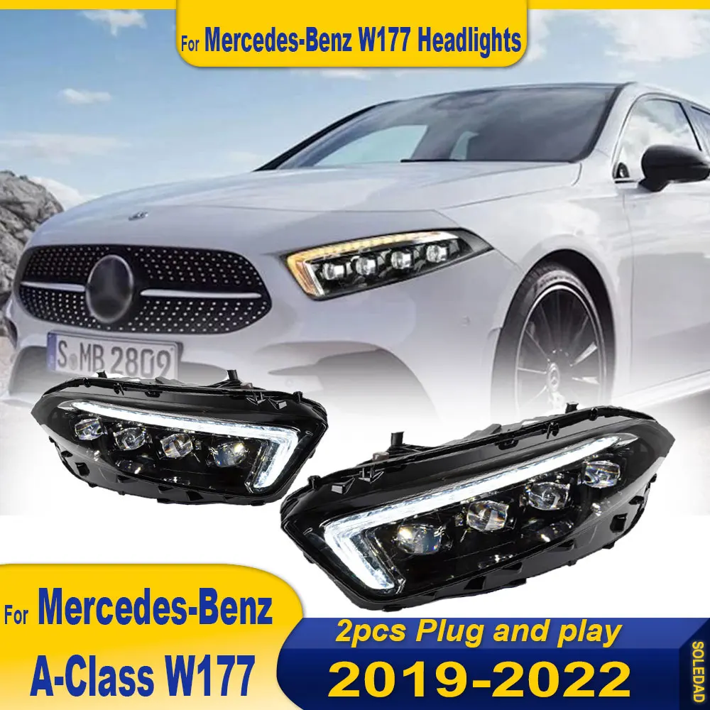 Car Styling for Mercedes-Benz W177 A200 LED Headlight 2019 2020 2022 A180 A220 Head Lamp DRL Dynamic Signal Lamp Car Accessories