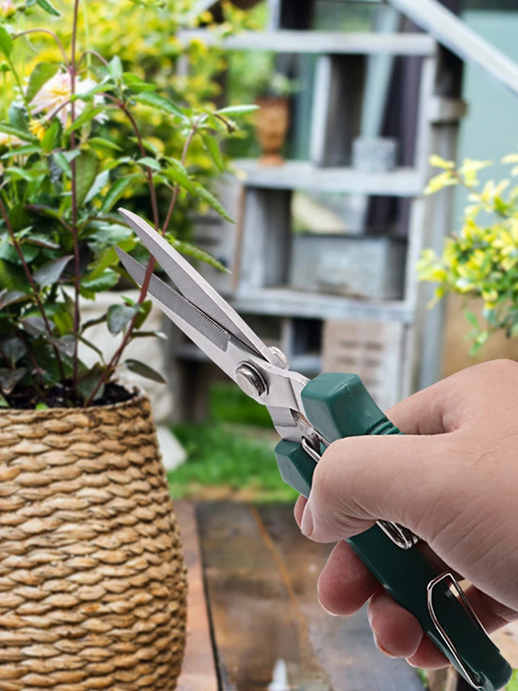 190 mm Gartenschere mit geradem Kopf, rutschfester Griff, Edelstahl-Outils-Handbücher, Haushalts-Bonsai-Gartenschere, Pruing-Schere