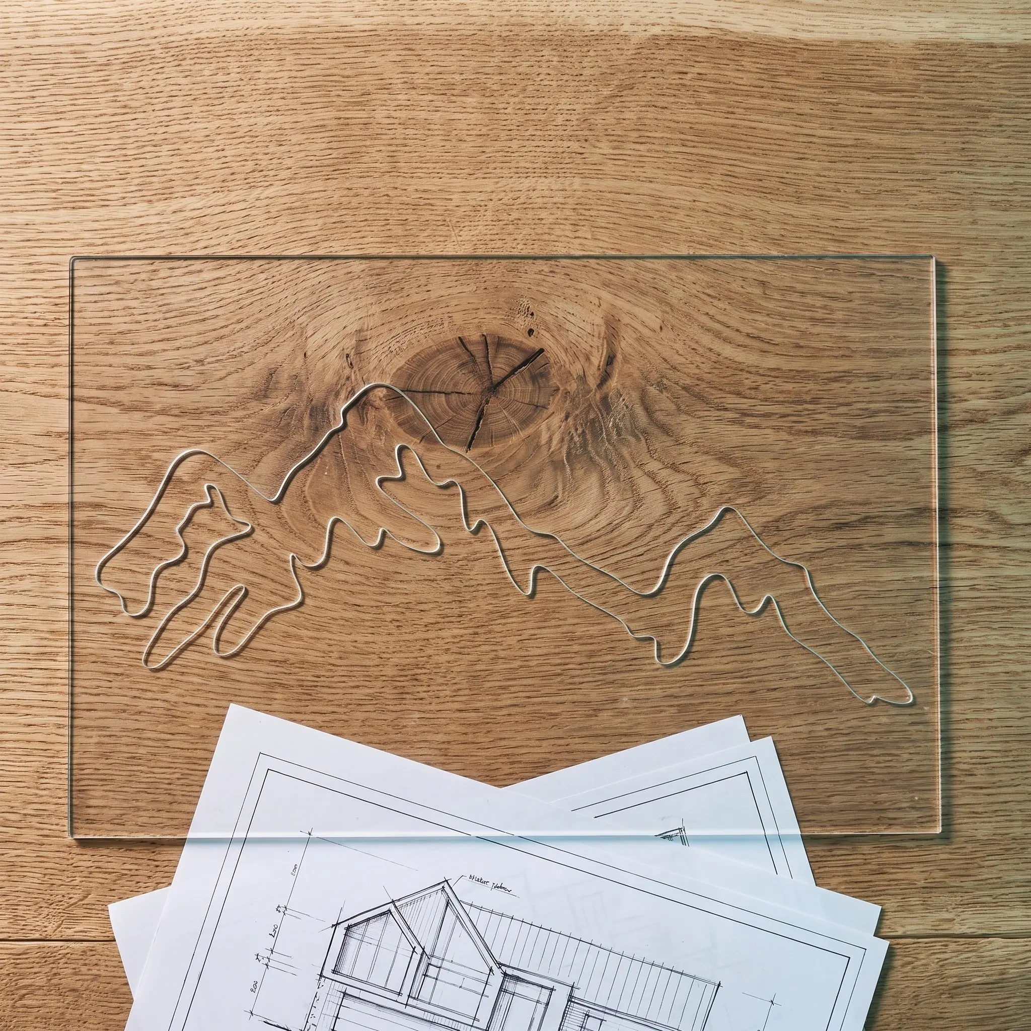 Mountain Router Inlay Template Clear Acrylic Woodworking Template for Furniture Decorative Corner Wood Patterns