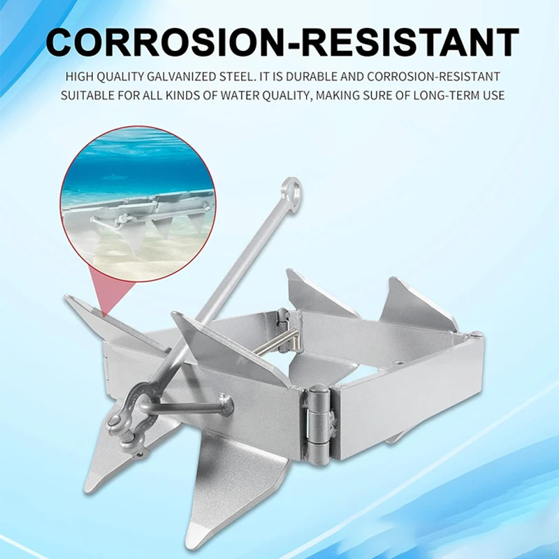 Anclaje de caja de 20 libras, anclaje de caja para barcos de 18 a 30 pies, anclaje plegable de acero galvanizado para barco en alta mar