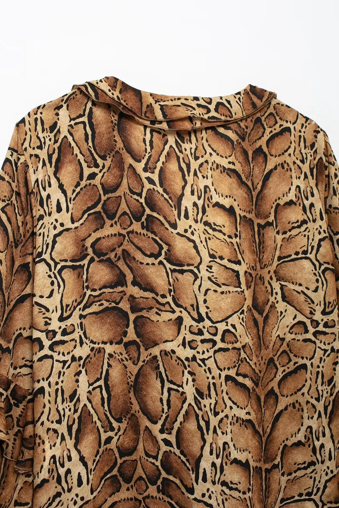 Tangada Women Leopard Print Bow Ruffles Shirt Long Sleeve 2024 Fashion Female Blouse Tops BE0174