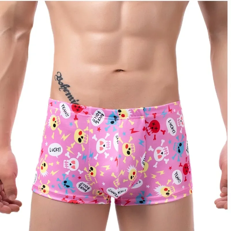 

Mens Print Polyester Boxer Briefs Big U Pouch Bikini Shorts Unique Graphic Underwear Stretch Comfortable Swim Underpants