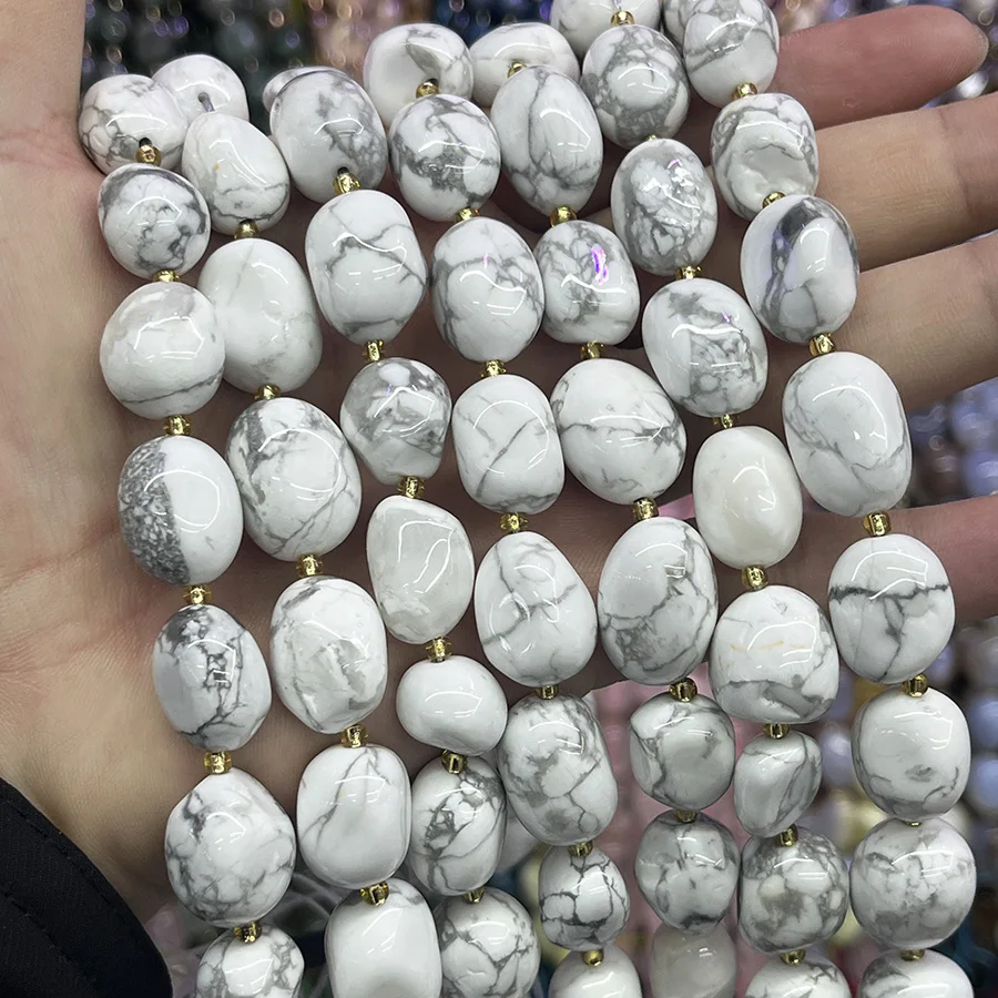10-15mm Natural White Turquoise Conformal Lrregular Faceted Loose Beads For Jewelry Making DIY Necklace Bracelet 15''