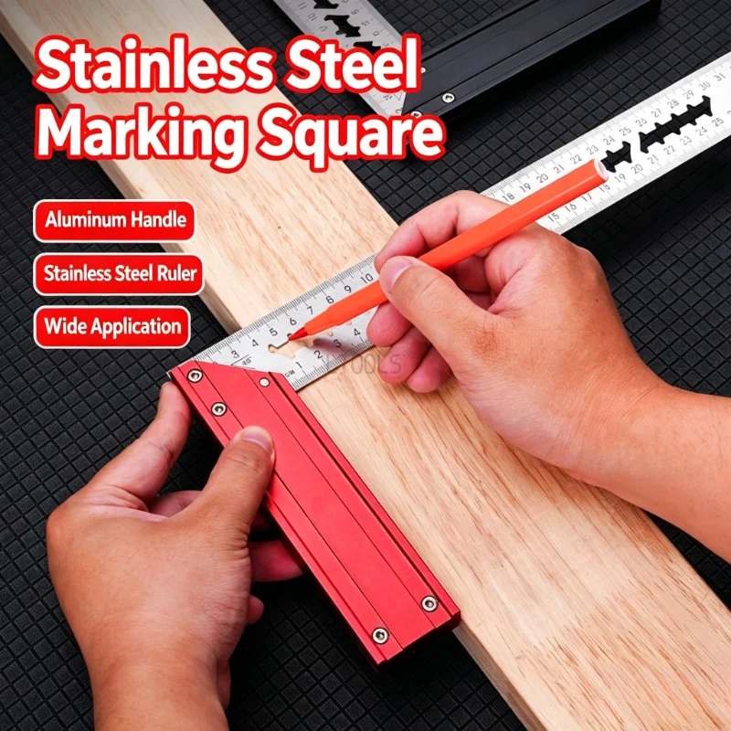 Multi Function 90 Degree Stainless Steel 34/44CM L-Shaped Ruler High Precision Carpenter Square for Woodworking Measuring Tool