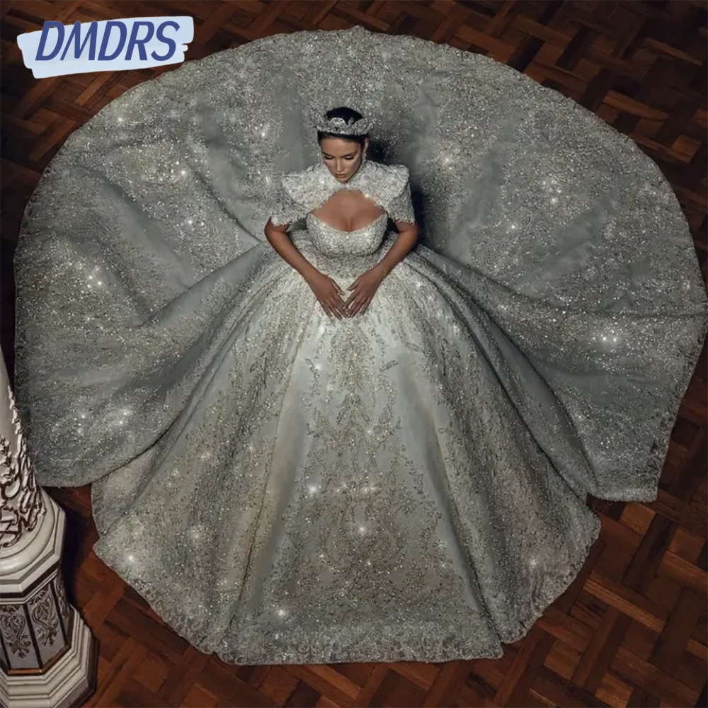 Vestido de baile de duas peças para noiva, vestidos de casamento personalizados, vestido de noiva vintage, cristais luxuosos, 2022