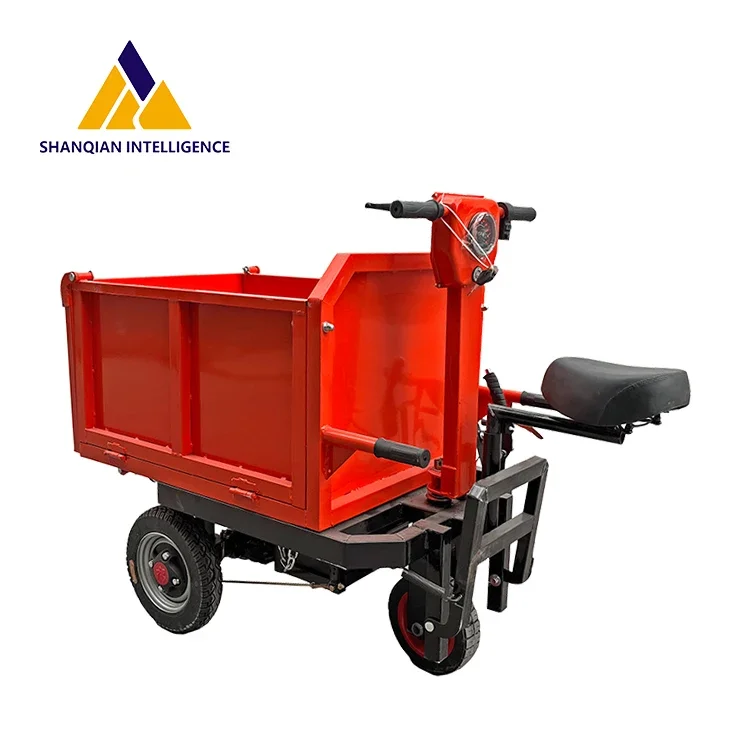 Shanqian High Quality Battery Hand Push Dump Cart Powered Dump-overland Carts Garden Trolley For Construction Site