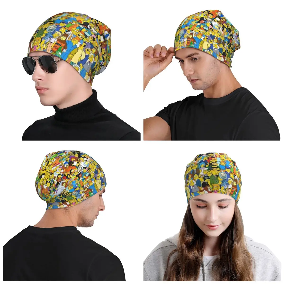 مخصص أنيمي سمبسنز Skullies Beanies قبعات موضة شتاء دافئ النساء الرجال قبعات منسوجة الكبار للجنسين بونيه القبعات