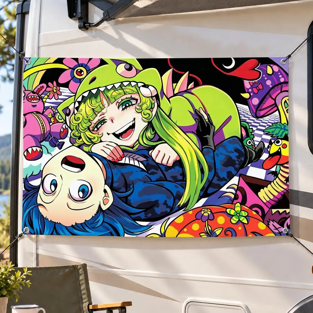 Anime Welcome to Demon School! Iruma Flags Decorative Flag Banner Indoor Outdoor Garden Yard Patio Party Camping Wall Decor Gift
