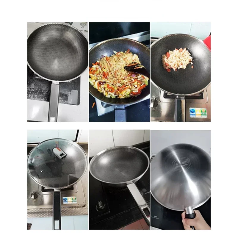 Nieprzywierająca patelnia 316L ze stali nierdzewnej Wok Wok domowy kuchenka indukcyjna kuchenka gazowa dedykowana Non-Stick kuchenka Monsieur Cuisine