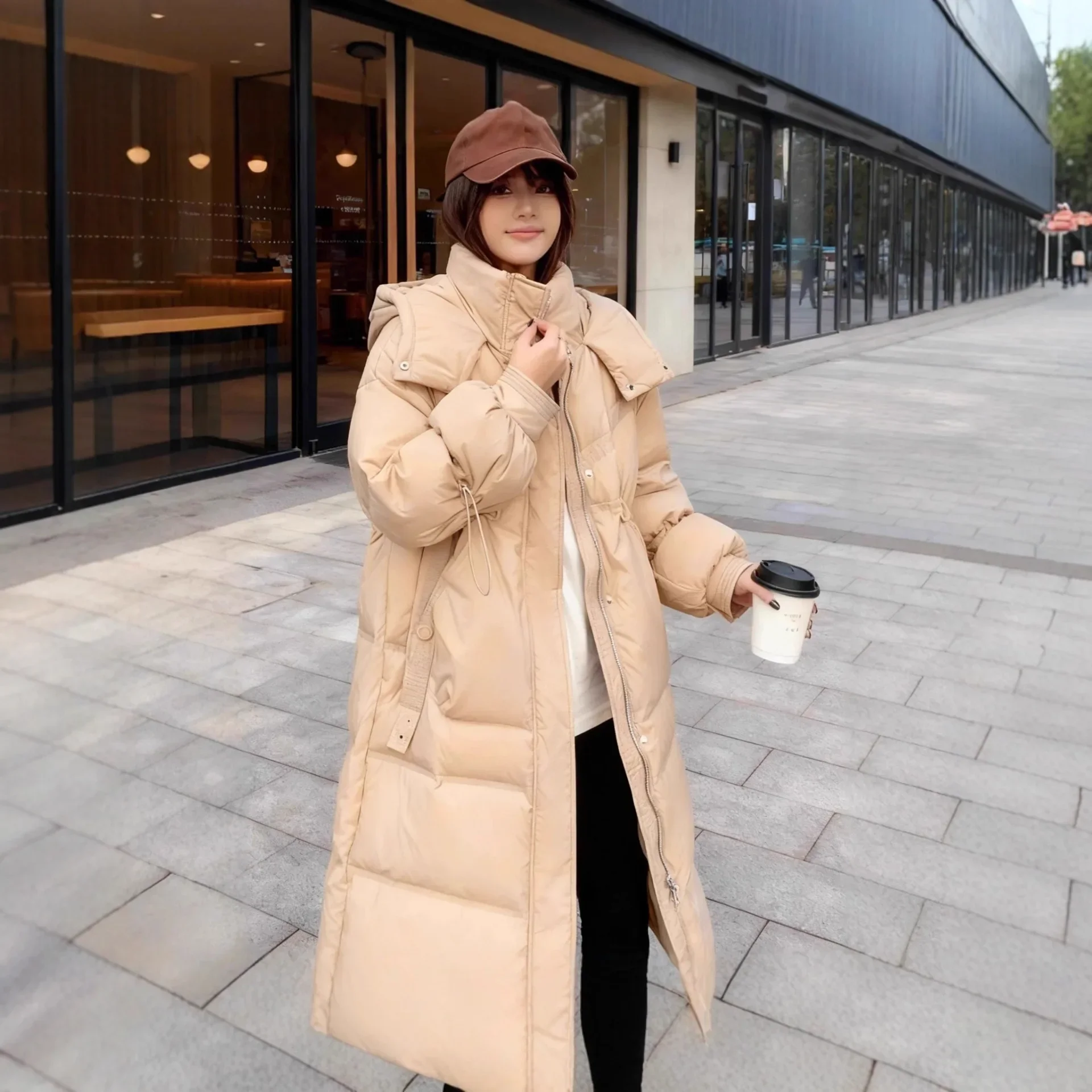 Winter New European Fashion Women's Down Jacket Commuter Hooded Warm High Street Down Jacket
