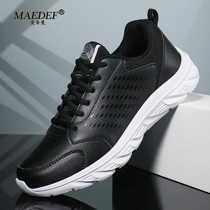 Men Running Shoes Athletic Leather Sport Shoes High Quality Lace-up Men Outdoor Sneakers Lightweight Men Shoe Tenis Masculino