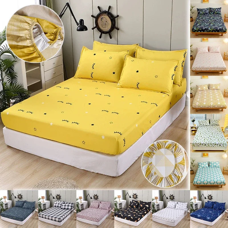 

Elastic Fitted Sheet Rubber Band Bed Sheets Geometric Pattern Comfortable Pillowcase Multiple Colors Available Mattress Cover